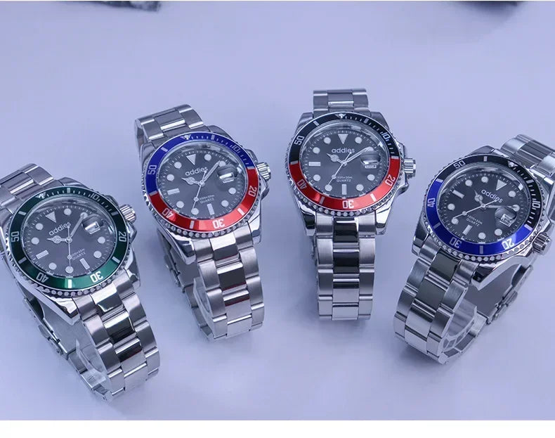 2025Advanced men's watches high-end products green water ghost quartz watches steel band waterproof luminous watches