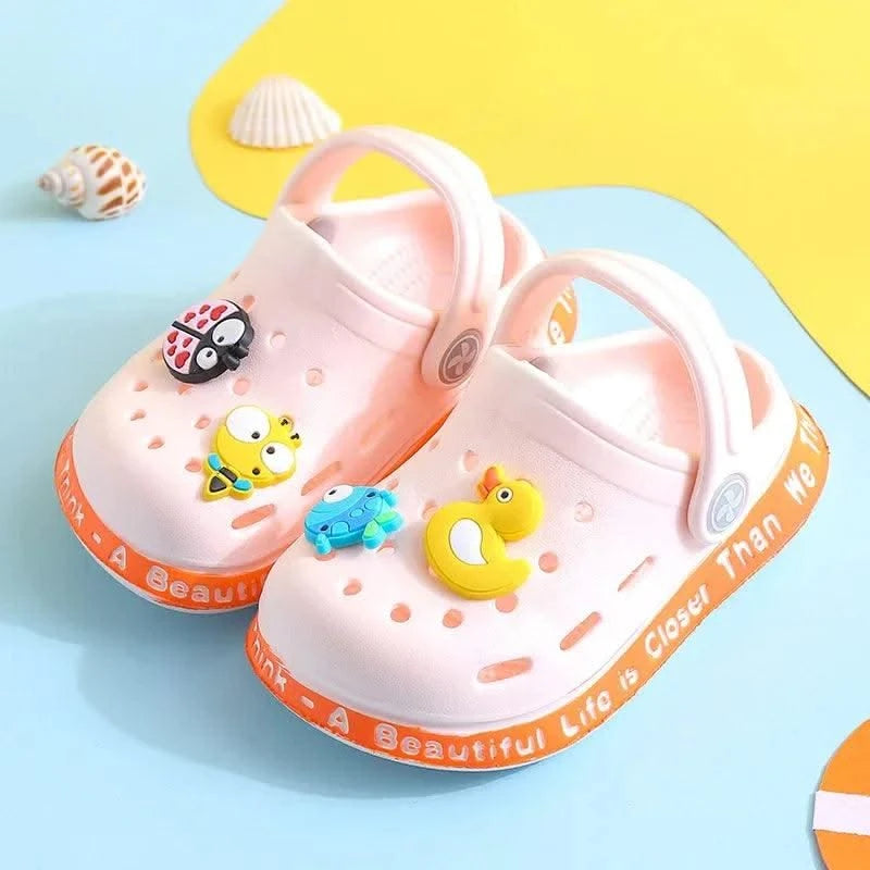 kids Mules Clogs summer baby boys girls Cartoon sandals flat heels solid cartoon slippers children's garden shoes