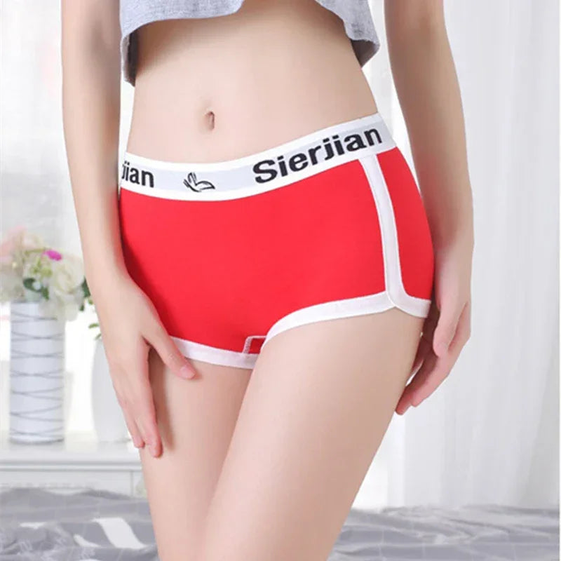 Women's Anti-exposure Ladies Boxers Cotton Sports Style Underwear  Fashion Lingerie Letter Belt Plus Size Girls Boxer Shorts
