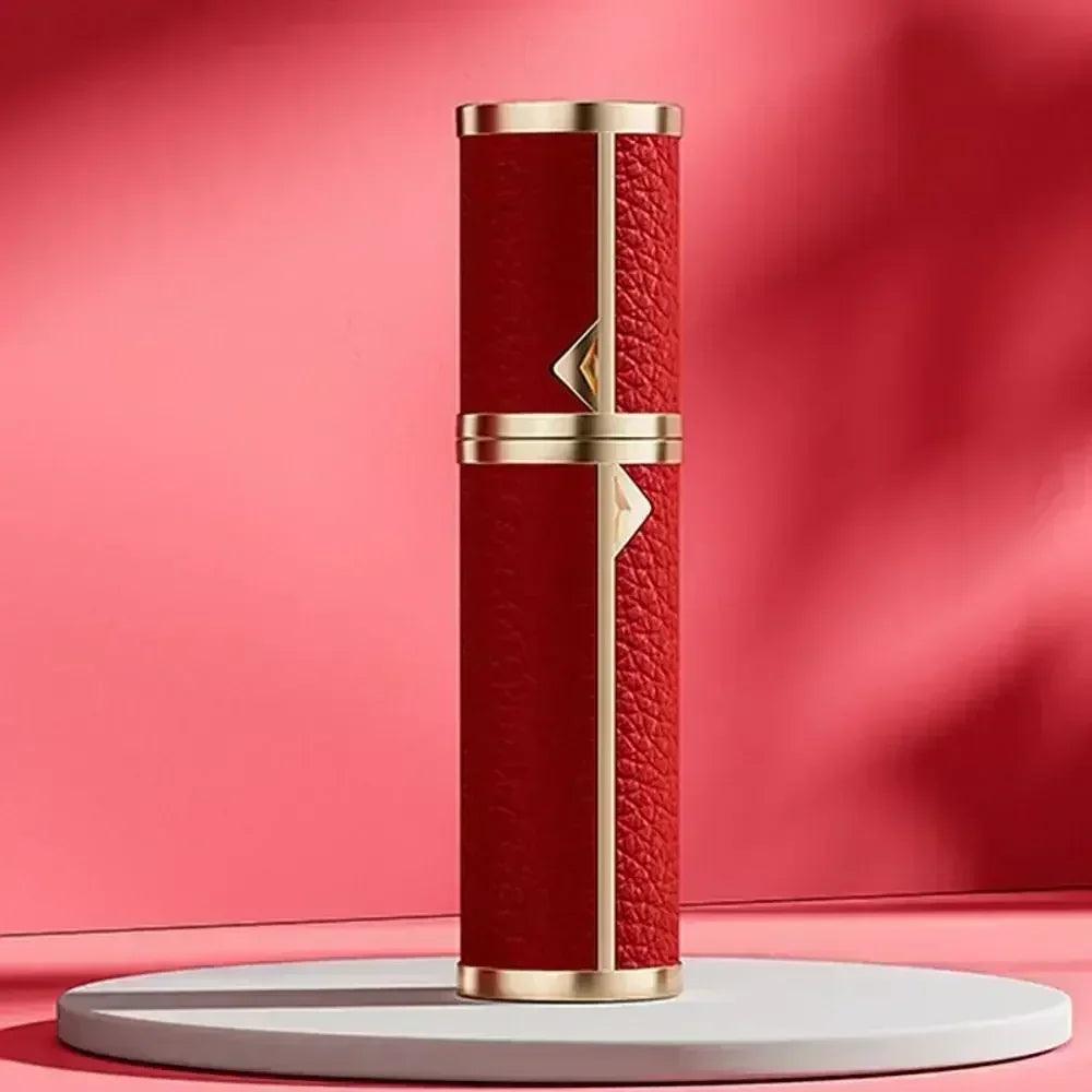 Luxury bottom-filled perfume bottle aluminum self-pumping 5ml real leather spray cologne moisturizer fragrance