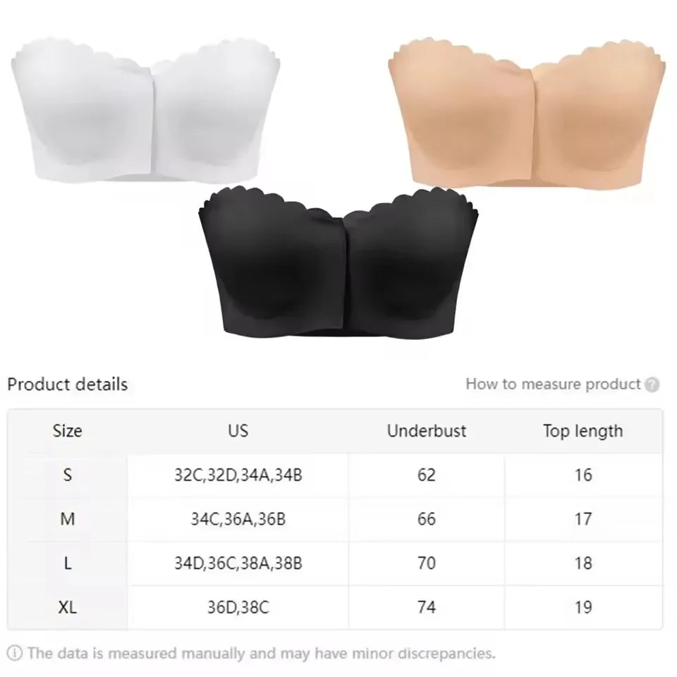 Women Invisible Bra for Women Front Buckle Push Up Seamless Bra Strapless