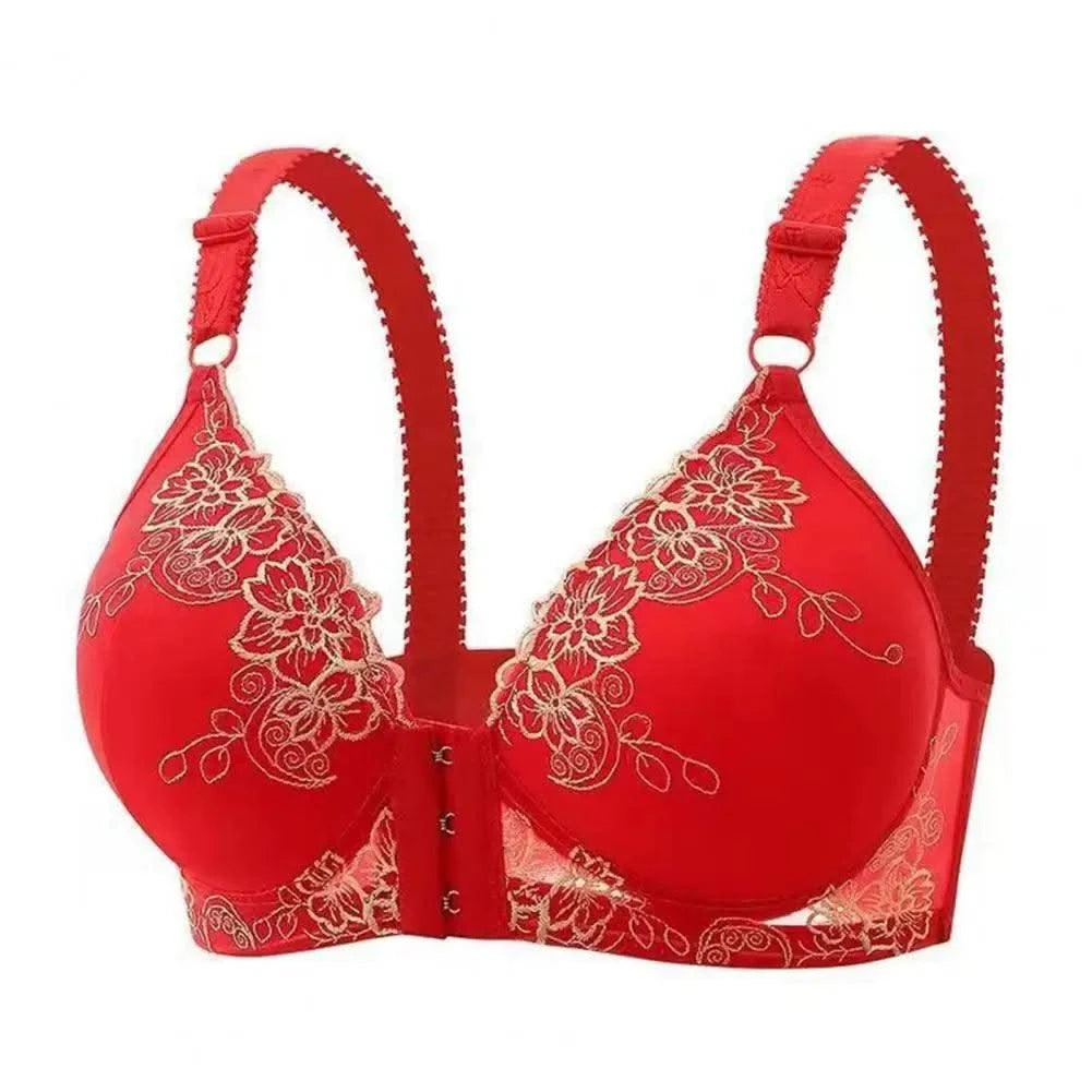 Middle-Aged Elderly Women Bra Lace Jacquard Trim Lightweight Adjustable Supportive Bras for mom