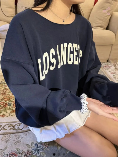 14 Print Oversized Sweatshirt For Women Sexy Scoop