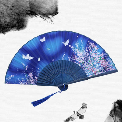 Hand Folding Fan BambooSilk Chinese Fan Hand Women Black Fan Summer Female Dance Hand Folding Fan Party Gift Hand Fans For Women