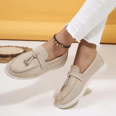 Women's Fashion Flat Casual Shoes Faux Suede Elegant Loafers Design Breathable Slip on Shoes Autumn Casual Business Women Shoes