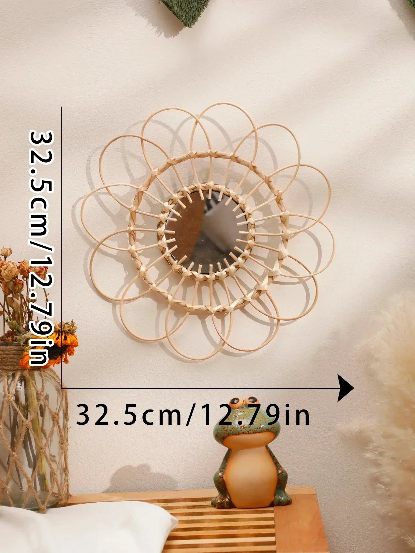 Decorative mirror hand woven wall art handmade decor room decors aesthetic for bedroom living gift