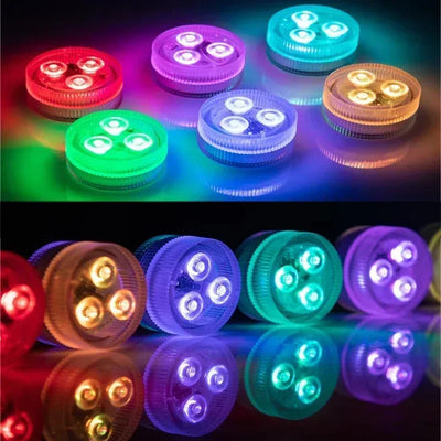 Submersible LED Lights Waterproof Underwater RGB with Remote Control Colour-Changing Light, Battery-Operated Flameless Lamps