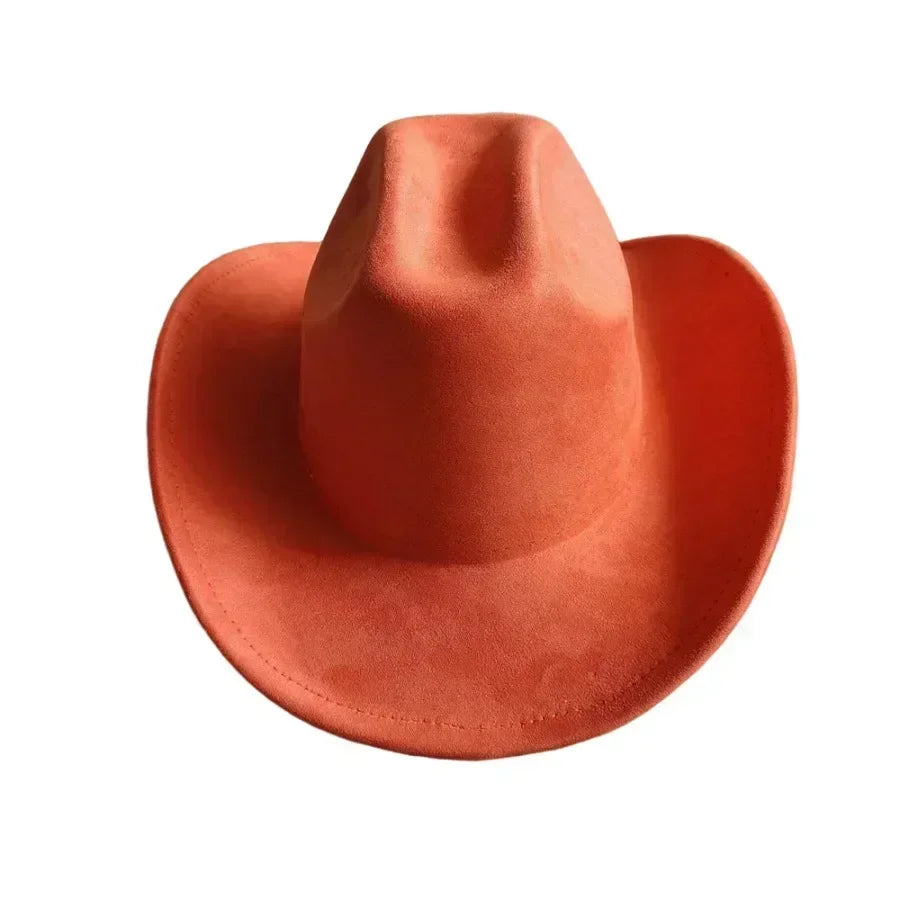 Classic suede leather 7.5cm western cowboy women’s fedora hat men’s church jazz fashion travel party denim 2024