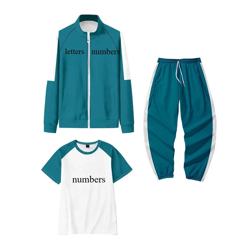 CosplayCalamari Game Cosplay Costume 456 230 001 Thanos Tracksuit Jacket T-shirt Pants Suit Teenager Sweatshirt Numbers Suit Wom