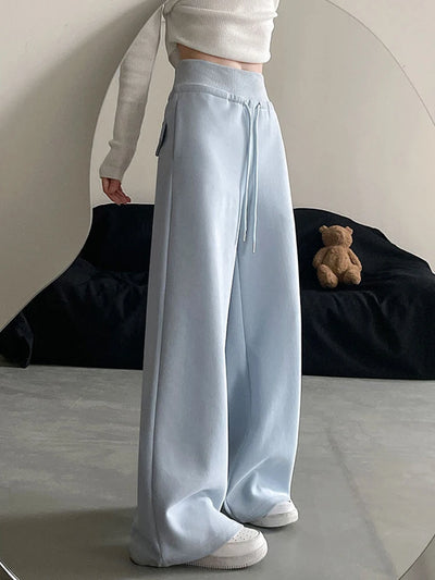 Black Sweatpants for Women Autumn High Waist Drawstring Loose Wide Leg Pants Y2K Fashion Streetwear All Match Jogging Trousers