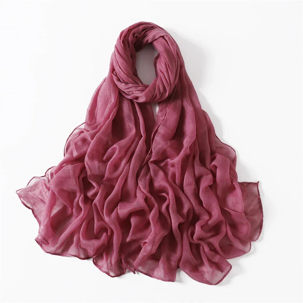 New Cotton Linen Scarf For Women Girls Students Autumn Classic Solid Color Scarves Retro Soft Foulard Viscose Female Wrap Shawls
