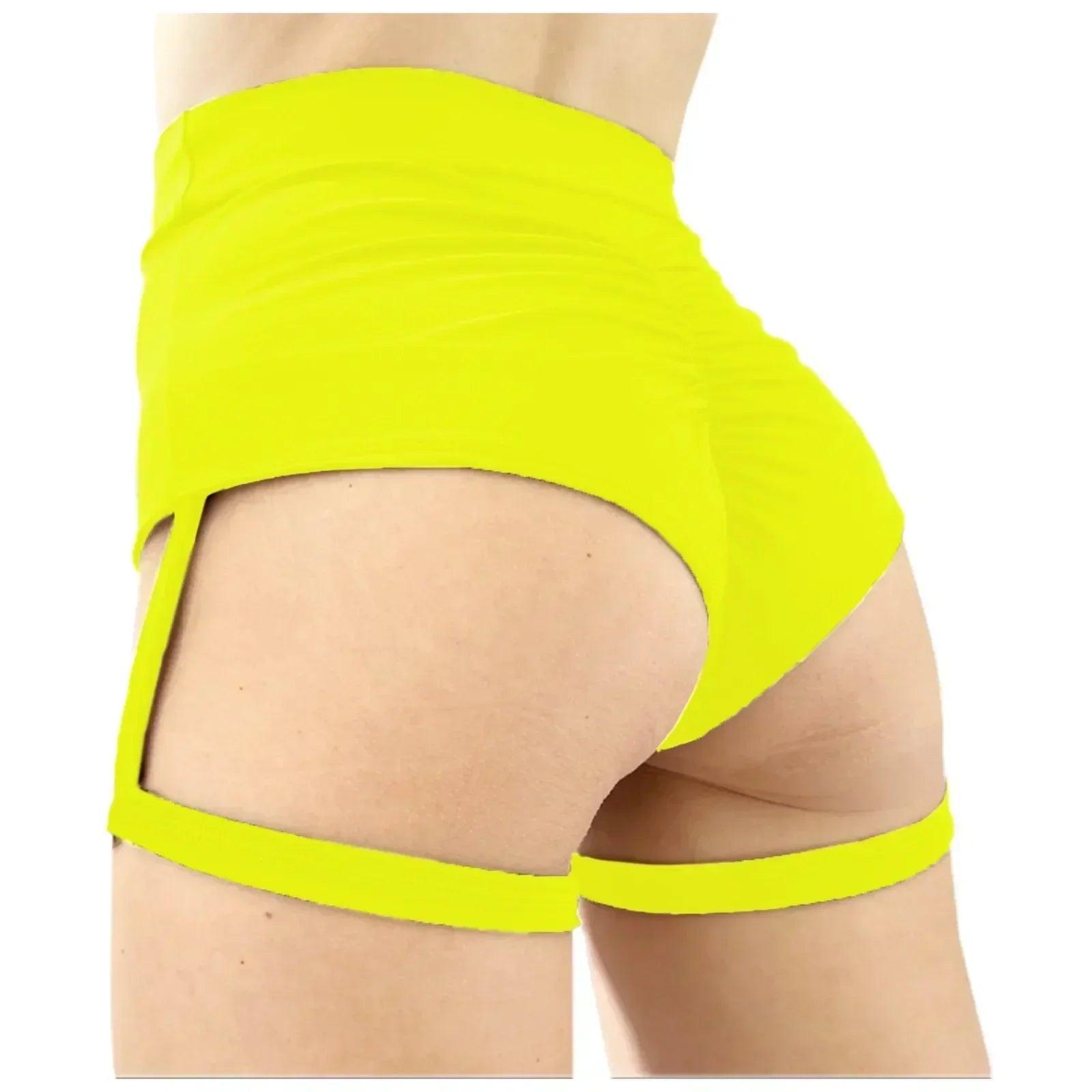 Sexy hot pants for women yoga clothes garters solid high waisted athletic shorts buttocks peach pleated butt crack sport