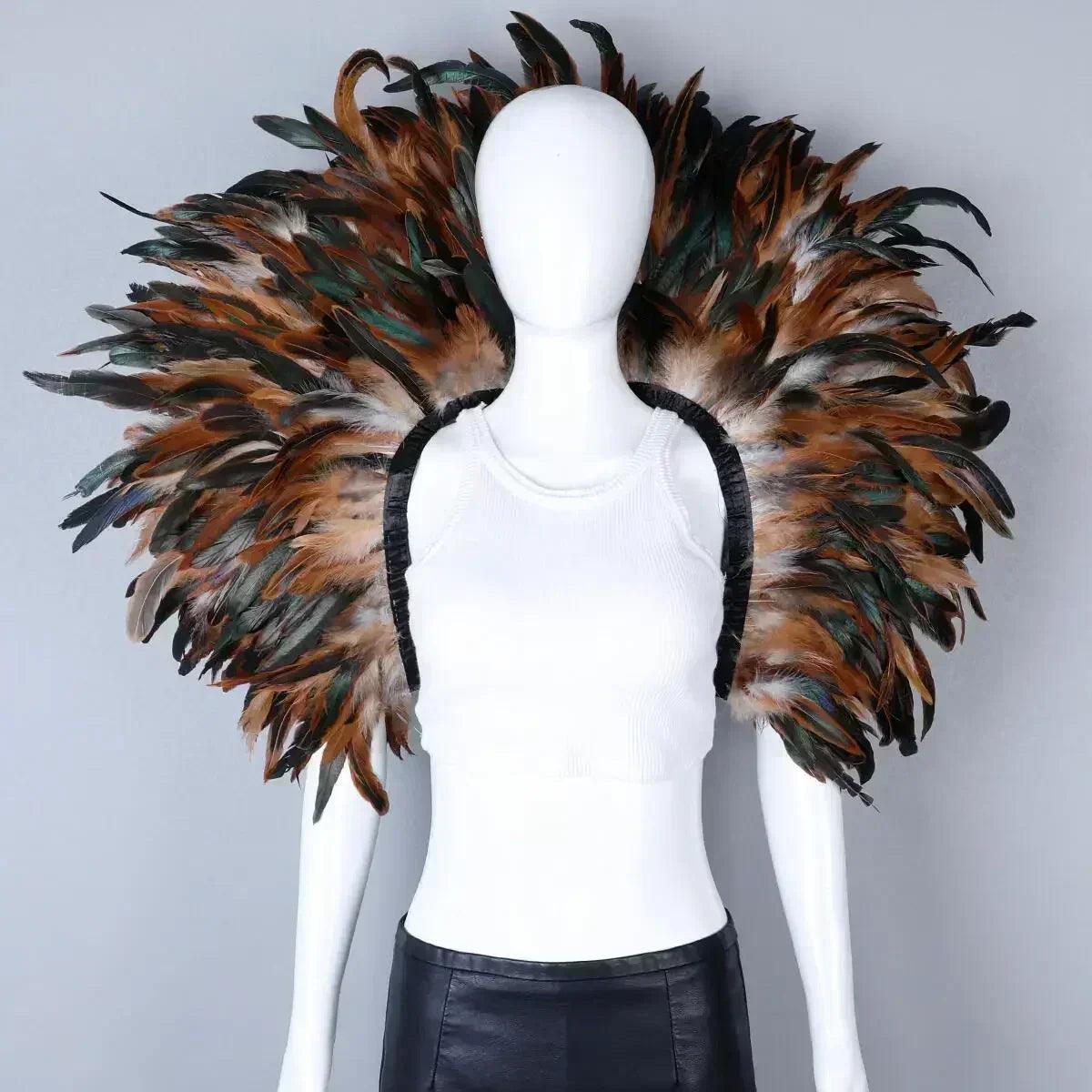 Designer feather scarf (punk halloween carnival masked ball party)accessory