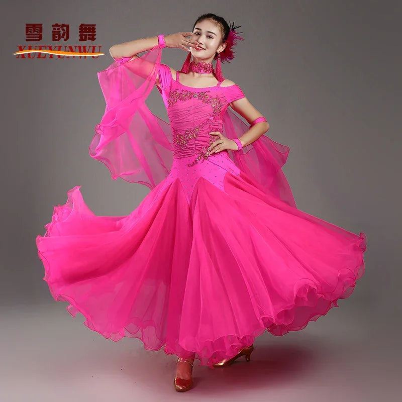 2025 Newest Woman Ballroom Dance Competition Dress Dance Ballroom Waltz Standard Dance Dress Women Ballroom Dress 009