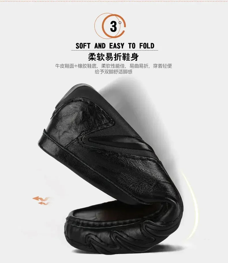 Autumn Shoes for Men Leather Casual Shoes Luxury Italian Men's Loafers Moccasins Breathable Black Versatile Driving Shoes 2024