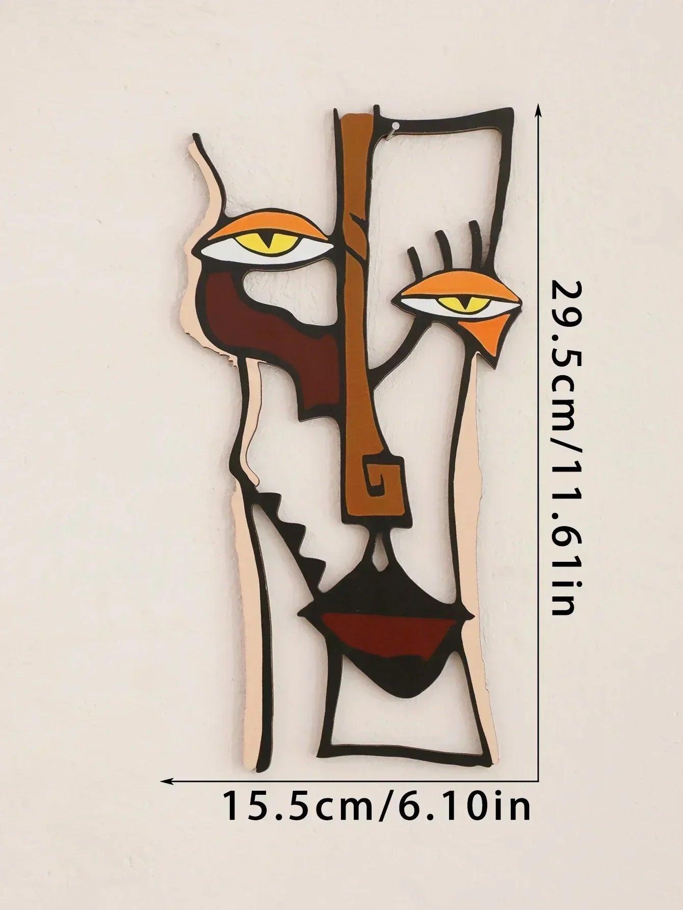 Abstract face wall hanging wooden decor home and office decorative for living room bedroom hallway crafts gift