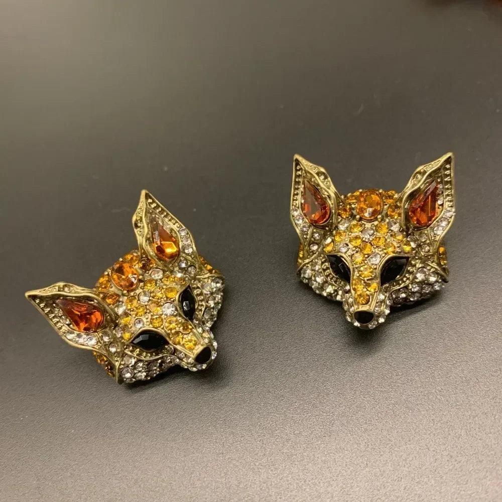 Luxury crystal cat necklace earrings beaded exaggerated rhinestones pendant accessories neck jewelry