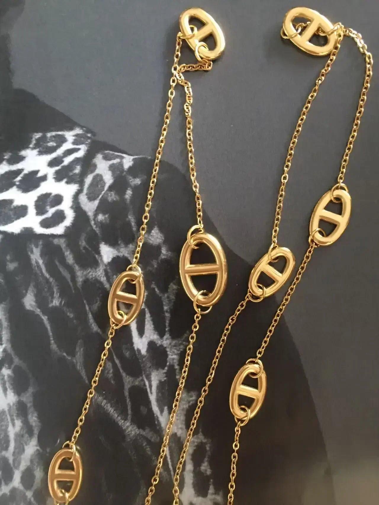 Luxurious 80cm non-fading necklace ot buckle long-sleeved decorative dress shirt t-shirt coat sweater chain high-end