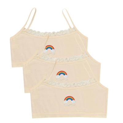 3PCS Teenage Girls Small Training Bras Cute Kids Rainbow Printed Sports Vest Bra Students Children Brassiere Underwear Tube Tops