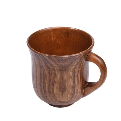 Drinkware Vintage Wooden Tea Cup Handmade Japanese Style Wood Coffee Mug with Handle Solid Wood Drinking Cup for Milk Hot Drinks