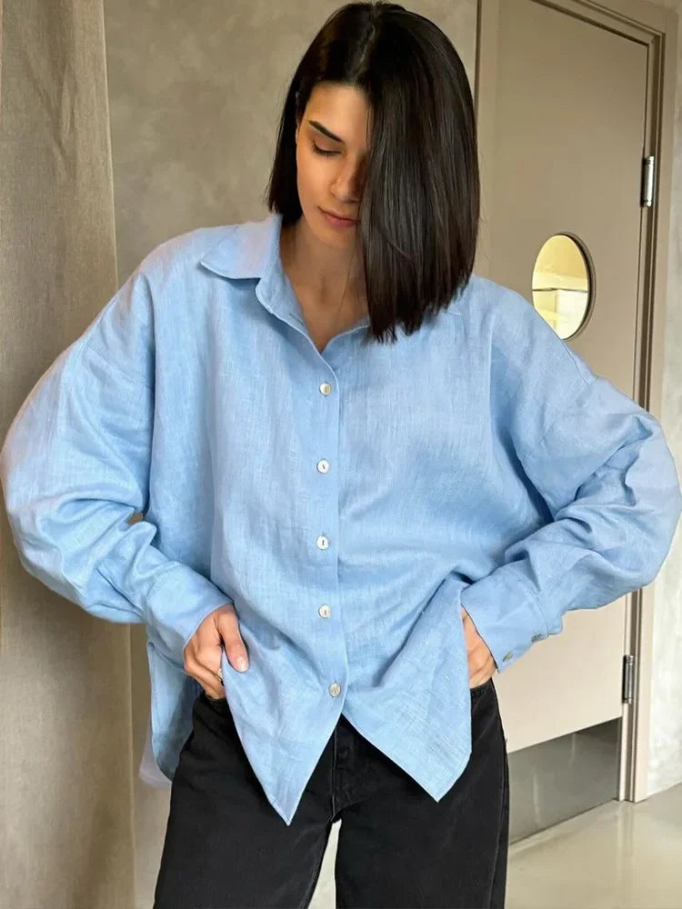 Fashion Loose Blouses Urban Women's Linen Top