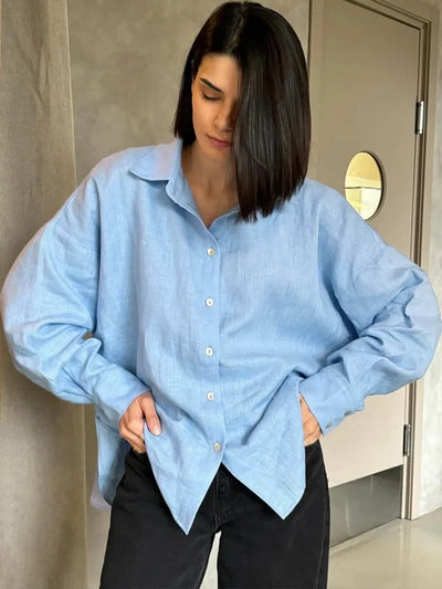 Fashion Loose Blouses Urban Women's Linen Top