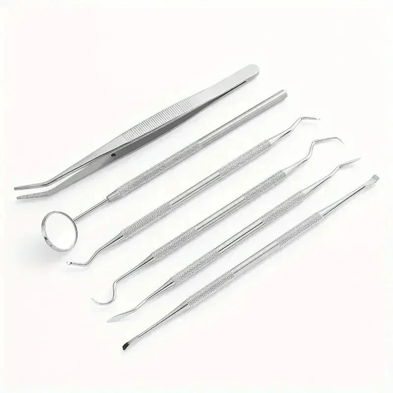 Stainless Steel Dentist Oral Tools Cleaning Flossing Tartar Removal Easy to Clean Not Easy to Break Dental Oral Mirror Care Kit