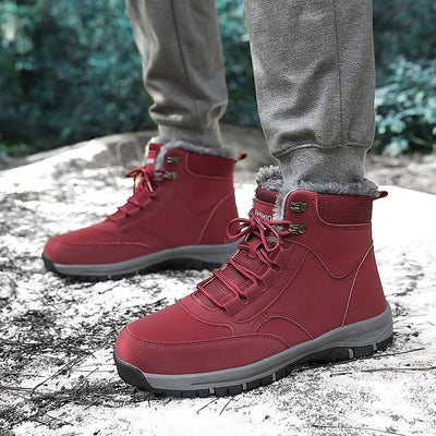 Snow Boots for Men Casual Winter Shoes Platform Non-slip Warm Fur Ankle Boots Plush Combat Outdoor Hiking Motorcycle Boots