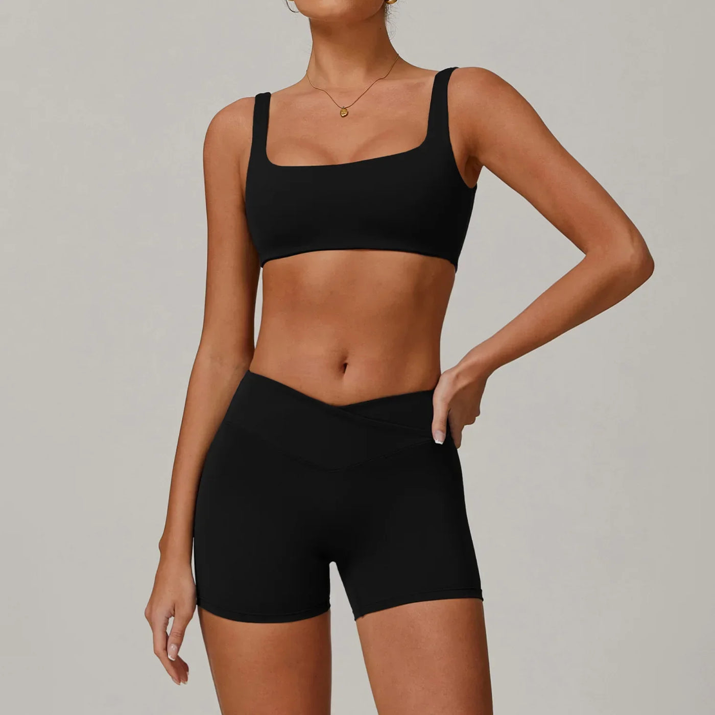 2PCS Yoga Suit Women Tracksuit Sports Bra High Waist Leggings Shorts Outfit Push Up Gym Set Fitness Workout Clothes Sportswear