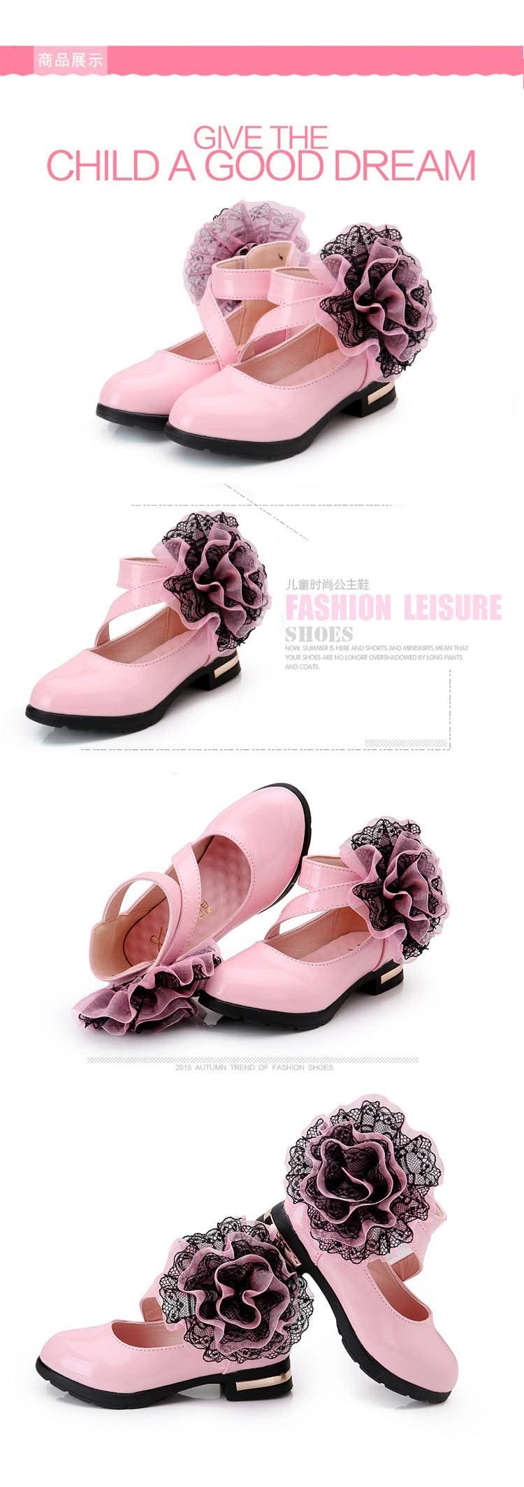 Light Heel Princess Flower Leather Shoes| Kids Girls Fashion Shoes | Children's Shoes |Party | Dress | Wedding | Dance