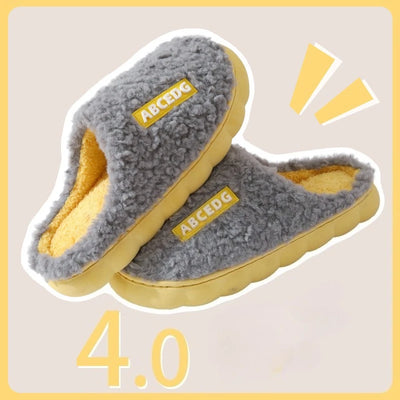 Couple's Plush Slippers for Women & Men - Extra Warm Winter House Shoes, Non-Slip Fuzzy Lined Indoor Slides with Thick Sole