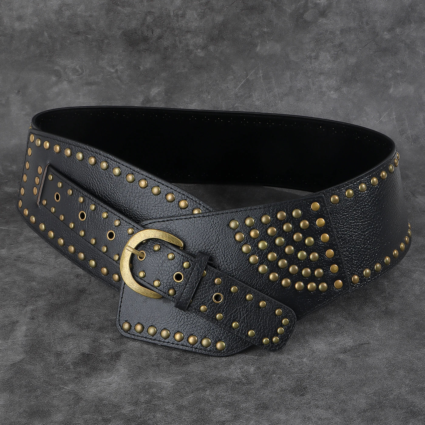 New vintage haute couture fashion with a dress with a hipster studded punk waist seal