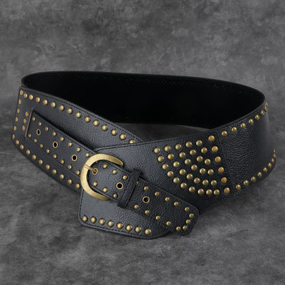 New vintage haute couture fashion with a dress with a hipster studded punk waist seal