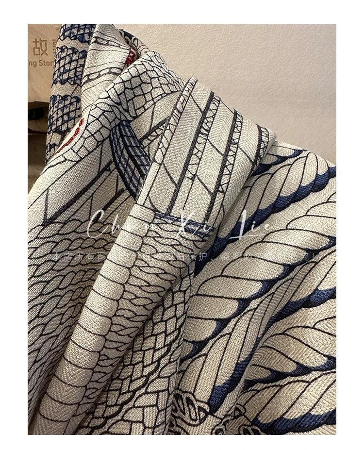 Designer silk wool scarf women large edge shawls square bandanas top accessories neck accessory