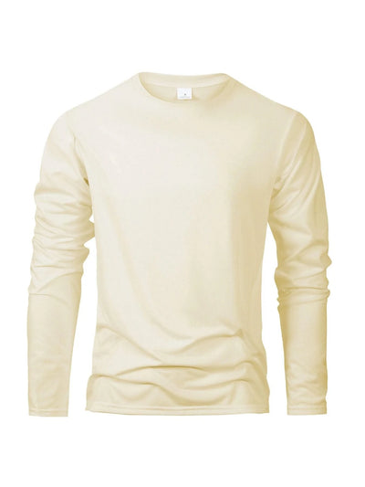 Men's Casual Round Neck Moisture Wicking Long Sleeve T Shirts | Tees Male | Tops | Sports | Comfortable Men's Wear