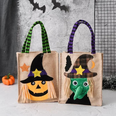 Halloween Decorations Party Gift Basket Pumpkin Ghost Felt Linen Candy Basket Bag for Kids Child