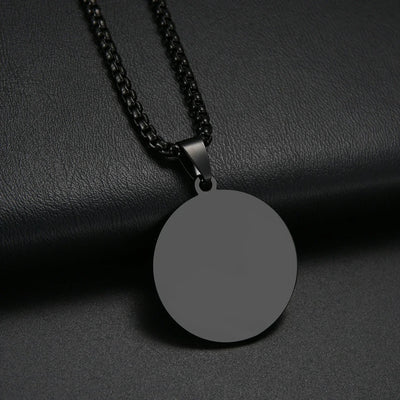 Sifisrri Engrave Picture Necklace Personalized Stainless Steel Jewelry For Women Men Customized Round Pendant Family Text Gift