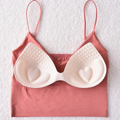 Seamless Women Fashion Crop Top Female Camisole Sexy Tank Tops Streetwear Solid Color Intimate Lingerie Push Up Massage Pad