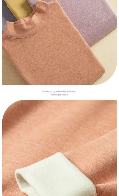 Thermal Underwear Sets for Women Mid-high Collar High Stretch Base Tops