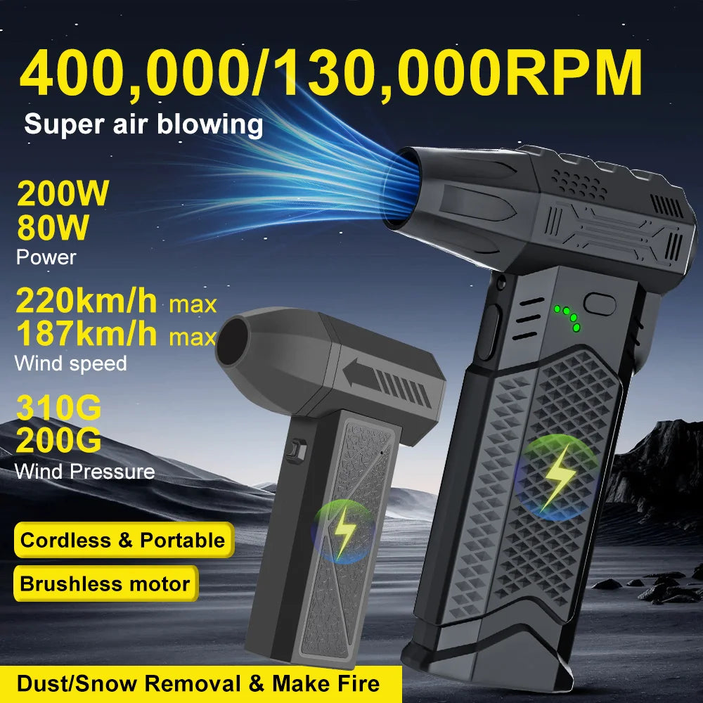 Cordless Portable Air Duster Turbo Jet Fan Electric Air Blower Car Snow Blowing Garden Cleaner Washer Brush Air Pump Compressor