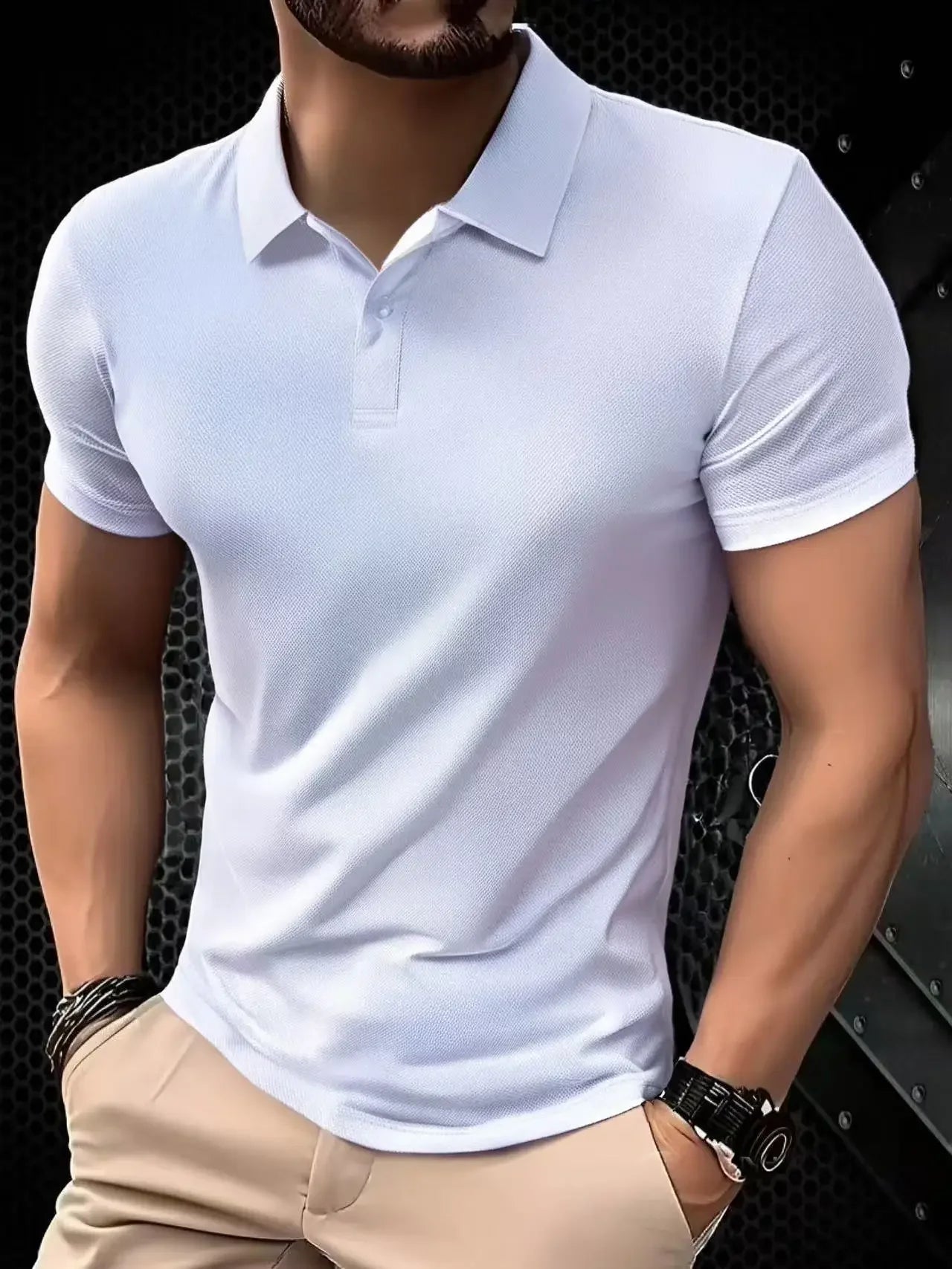 Men's Short Sleeve Polo Shirt Summe Button Classic Fit Casual T-Shirts Oversize Pullover Shirts Man Solid Color Lightweight Tops