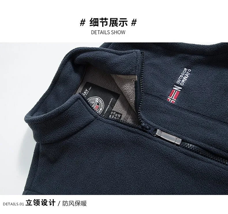 Outerwear Fleece Vest Men Autumn Winter Sleeveless Fleece Jacket Solid Color Warm Vest Outdoor Casual Fashion Hiking Polar Suit