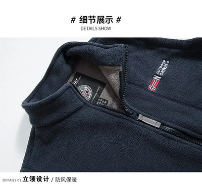 Outerwear Fleece Vest Men Autumn Winter Sleeveless Fleece Jacket Solid Color Warm Vest Outdoor Casual Fashion Hiking Polar Suit