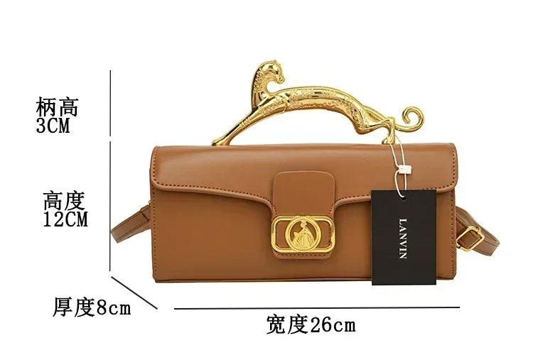 Women’s handbag new bags for women metal handle leather famous brand designer crossbody fashion trend shoulder bag