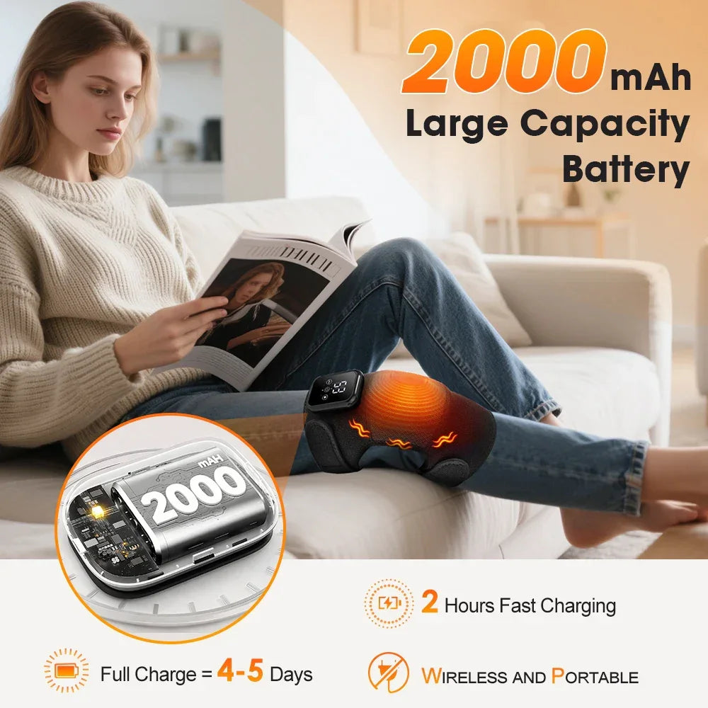 Cordless Heating Knee Masssager Knee Protection Vibrator for Joint Masssage Relaxation Muscle 3 Levels Heated Knee Support Brace