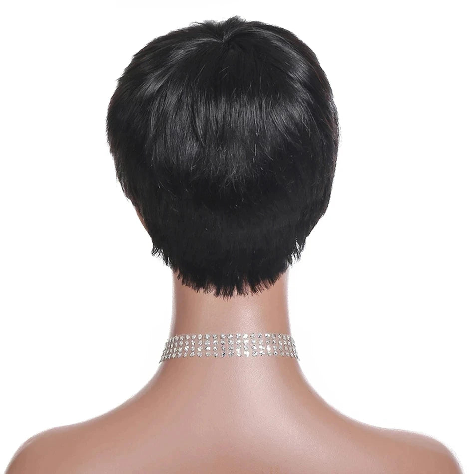 Short human hair wigs Pixie Cut Wigs Human Hair For Black Women With Bangs Brazilian Virgin Hair Cheap Wig machine made