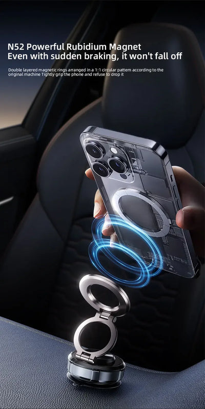Magnetic Phone Holder Car Mount for MagSafe Enhanced Vacuum Suction Cup 360° Adjustable Cell Phone Accessorie for iPhone Android