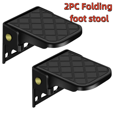 Folding Truck Step With Anti-Slip Surface Adjustable Tailgate Ladder For RV Campers Dump Trailer Safety Foot Accessories Black