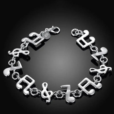 Hot fine musical note chain 925 Sterling Silver Bracelets for women Wedding party girl student Christmas Gifts fashion Jewelry