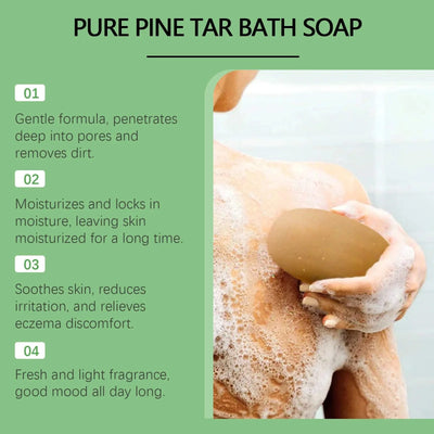 Moisturizing Bath Soap Brightening Anti Skin Dry Itching Deep Cleaning Pores Remove Acarid Dirt Dead Skin Fragrant Pine Tar Soap